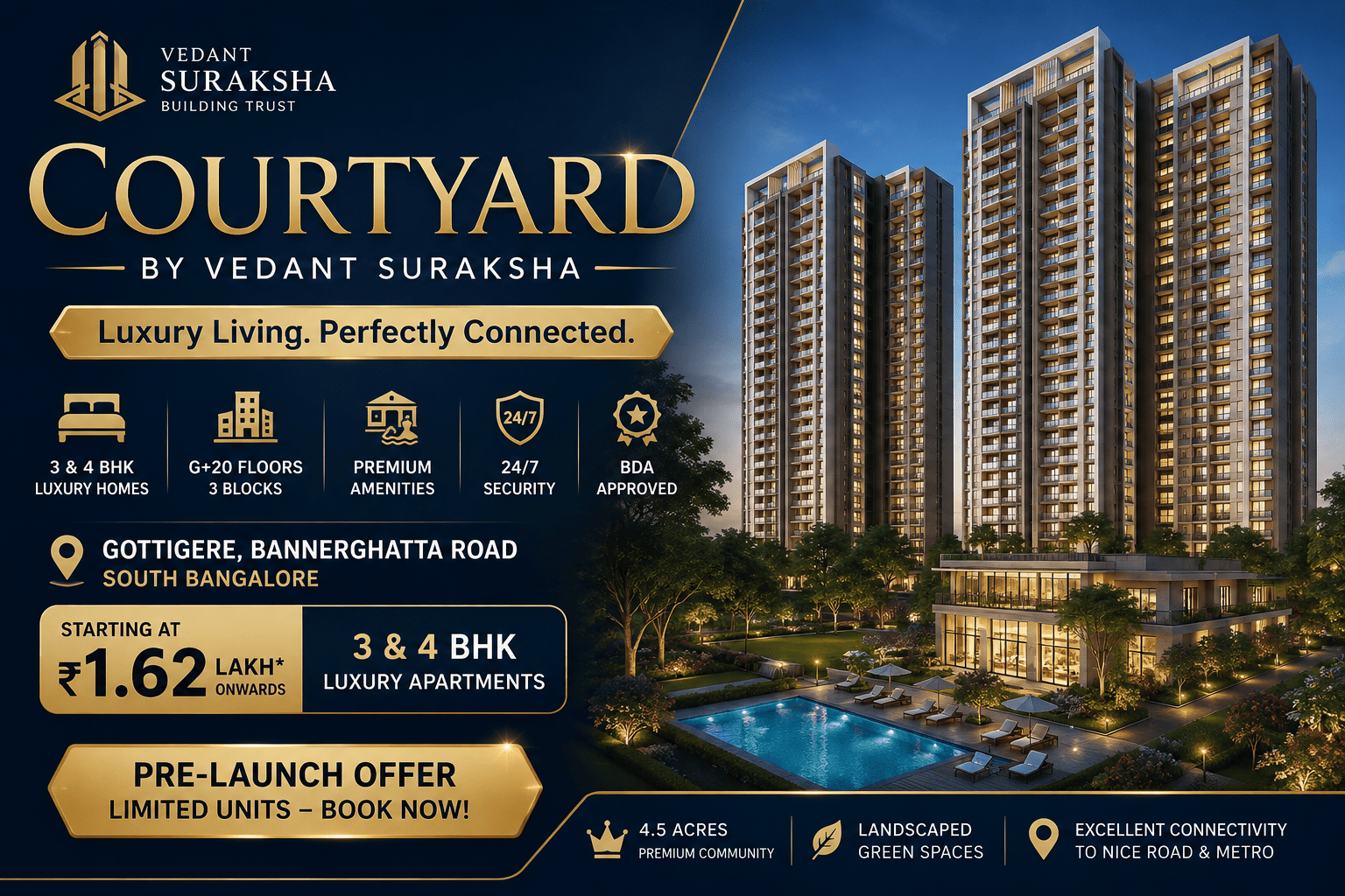 Courtyard By Vedant Suraksha Bannerghatta Road - 3&4 BHK Luxury Apartments